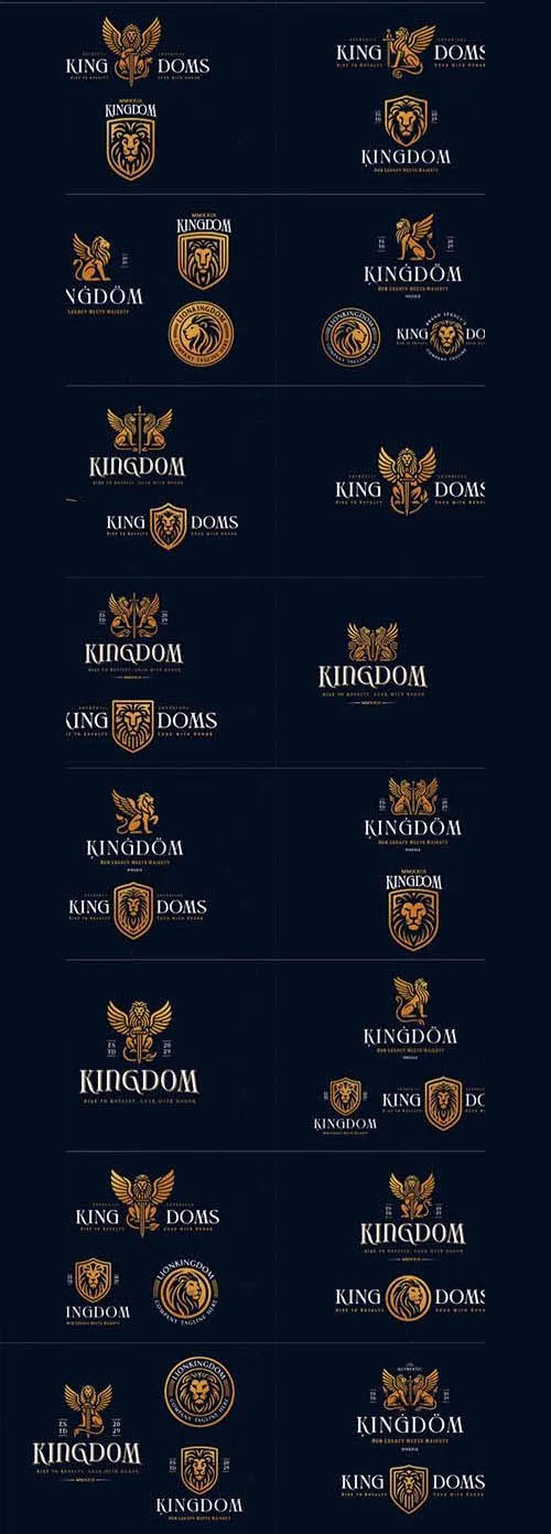 Luxury unique majestic king golden winged lion logo for business company