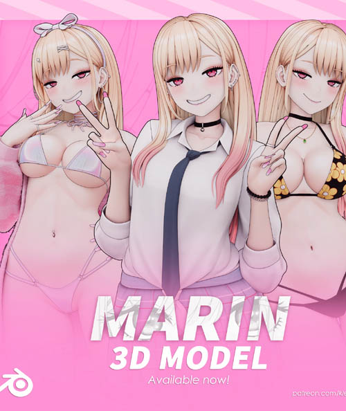 Marin Model (T pose + Outfit Variations + NSFW Options)