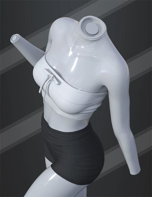 dForce SU Stylish Strapless Shorts Outfit for Genesis 9, 8.1, and 8 Female
