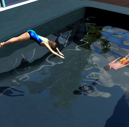 DD Three Bedroom House Yard and Pool for DAZ Studio