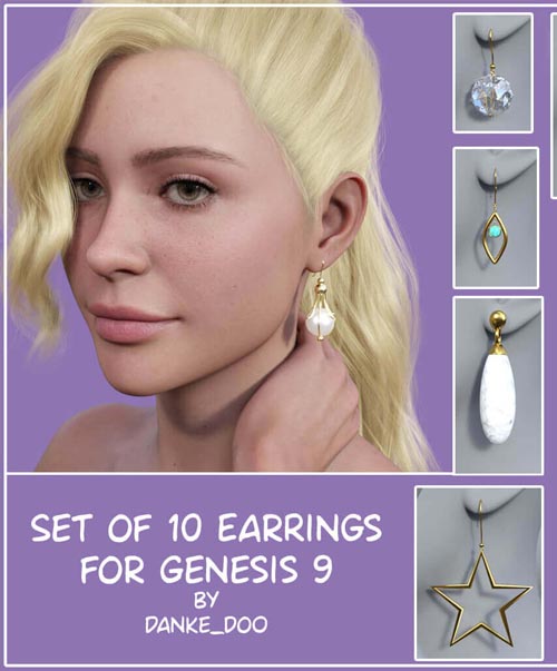 Set of 10 Earrings for Genesis 9