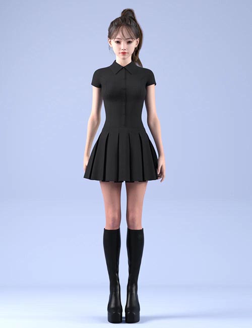 dForce HnC25 Pleated Slim Casual Dress for Genesis 9