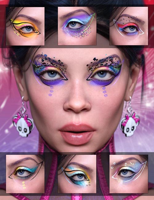 Rainbow Glitter Eyeshadow Builder for Genesis 9