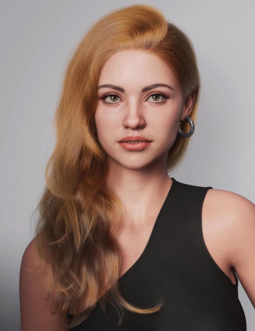 dForce Strand-Based Side Swept Glam Style Hair for Genesis 9 and Genesis 8 Female