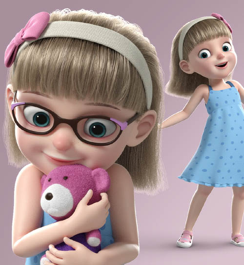 Cartoon Girl Rigged 3D Model