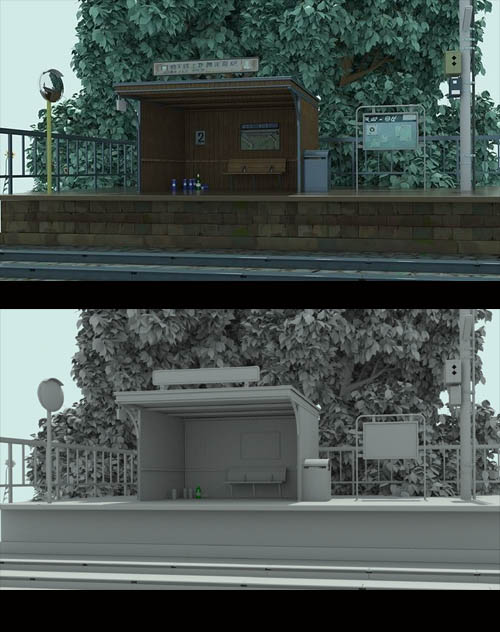 anime train stop 3D model