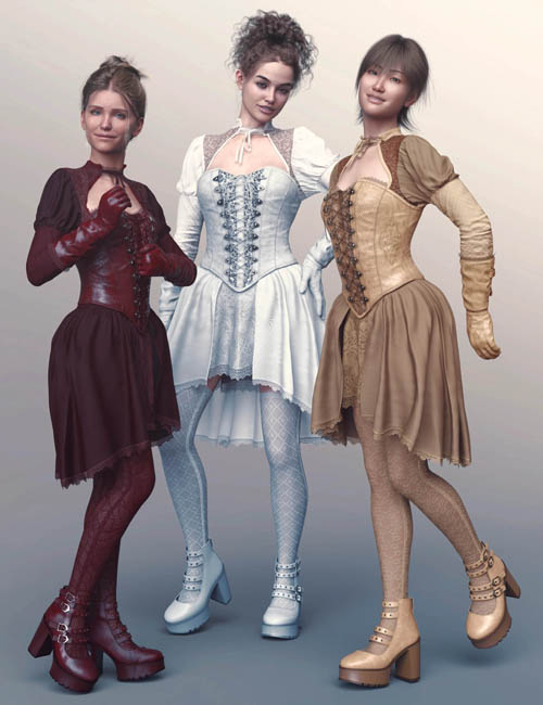 dForce Gothic Style Outfit for Genesis 9 Texture Add-On