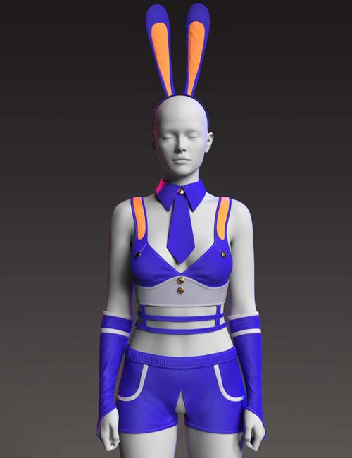 dForce GN Sexy Bunny Cop Uniform for Genesis 9, 8.1, and 8 Female