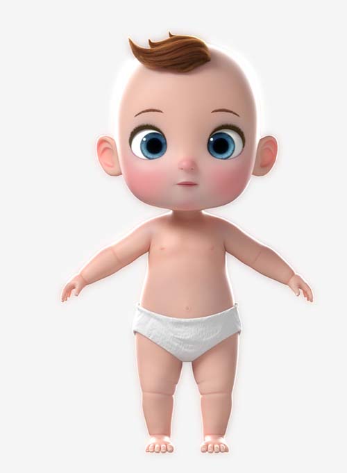 Cartoon Twin Baby Rigged 3D model