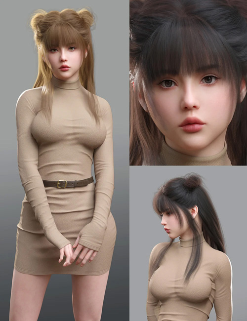 MB Corali Hair and MB Corali HD for Genesis 9 Feminine