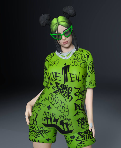 Fortnite Billie Eilish for Genesis 8 Female