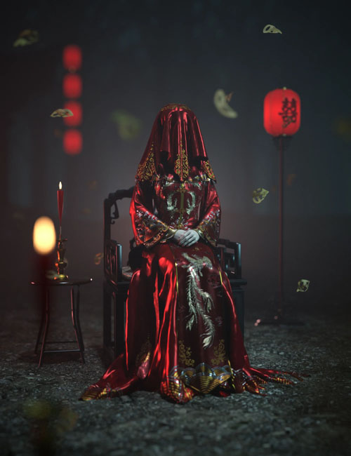  dForce MKTG Ghost Bride Outfit for Genesis 9, 8.1 and 8 Female 