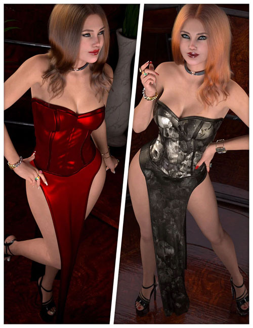  Fashionable Textures for dForce Leather Corset Loin Dress 
