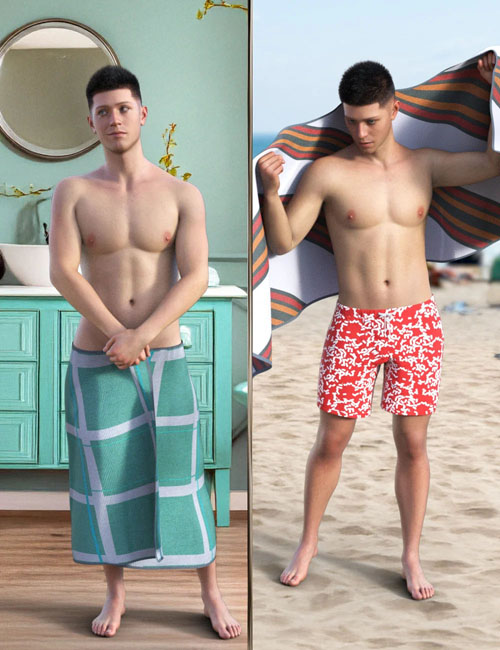JW V2 dForce His Towel Prop and Poses for Genesis 9