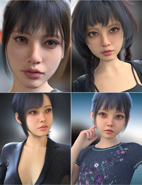 Vo Rena and Young, and Vo Minae, and Young HD for Genesis 9 Character Bundle