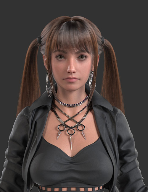 XYZ Classic Twin Tails Hair for Genesis 9