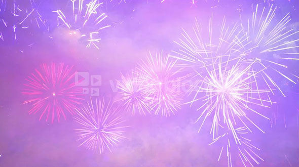 Blue Purple Firework Explosions