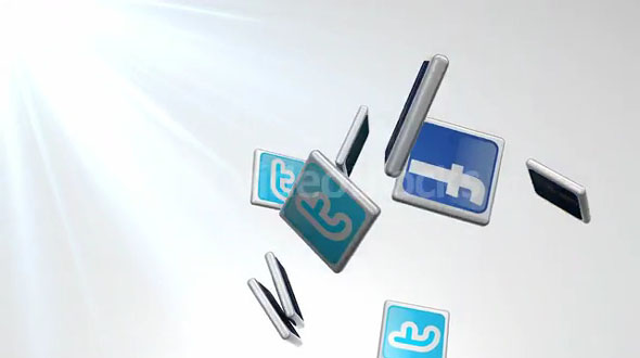 Falling Twitter And Facebook Tiles