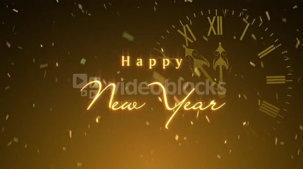 Happy New Year Background with Clock