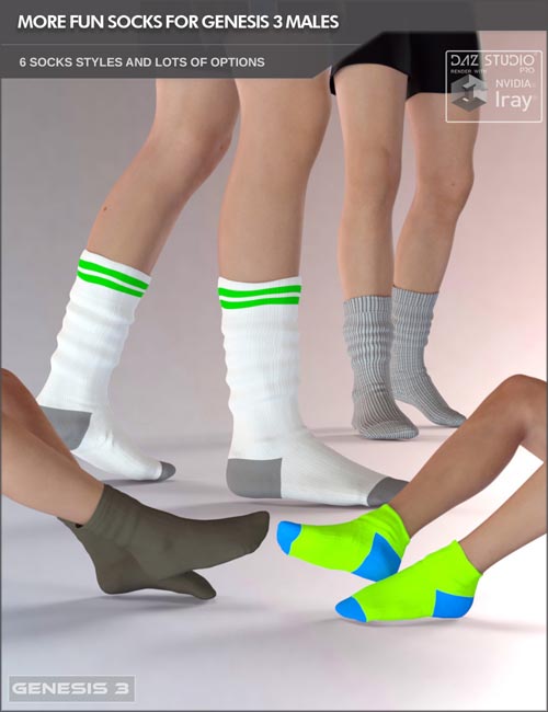 More Fun Socks Pack for Genesis 3 Males