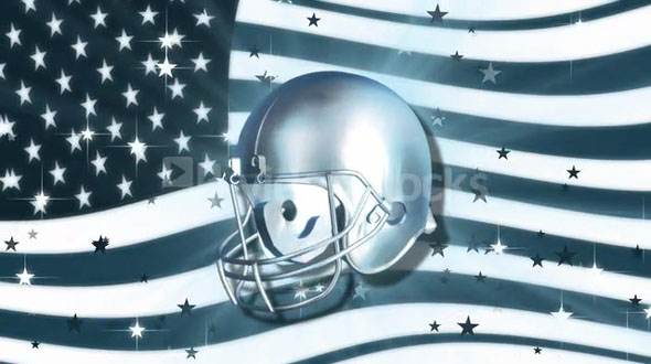 Spinning Silver Football Helmet & USA Flag