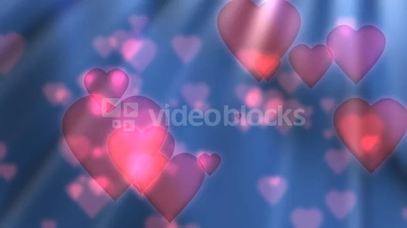 Floating Pink Hearts On Blue
