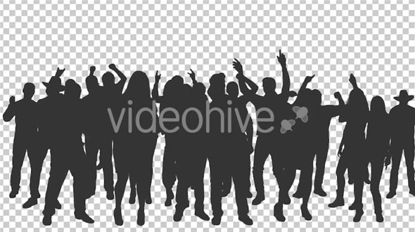 Crowd Of Dancing People In Silhouettes