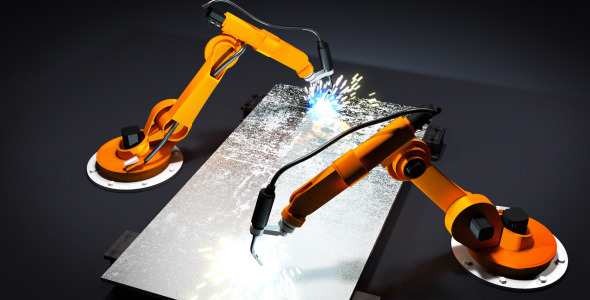 Robot arms welding 