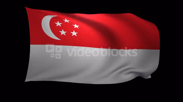 Singapore Flag 3D Rendering with Alpha Channel