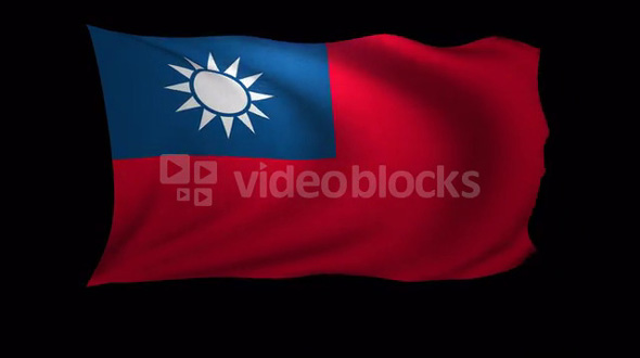 Taiwan Flag 3D Rendering with Alpha Channel