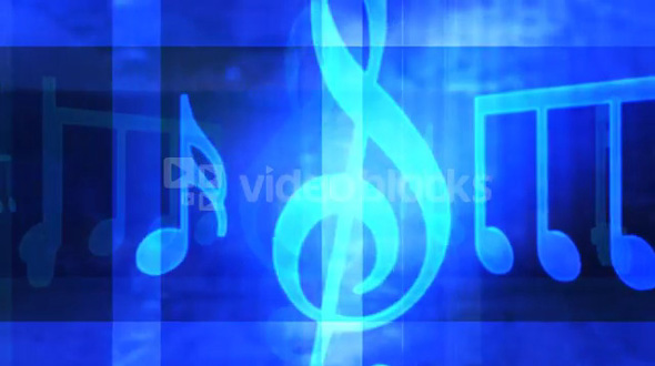 Large Music Notes Bright Blue