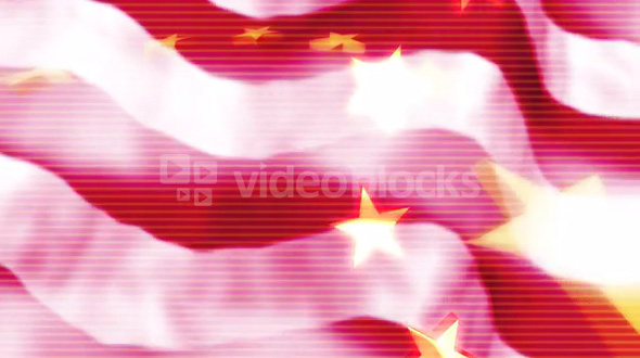 Rippling American Flag With Golden Stars