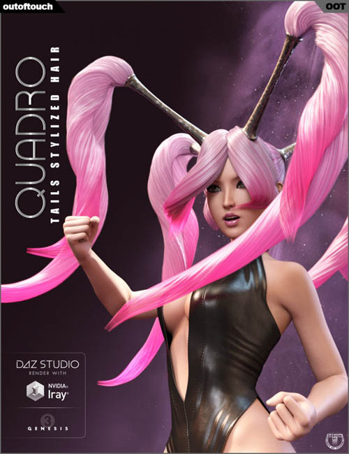 Quadro Tails Stylized Hair for Genesis 3 Female(s)