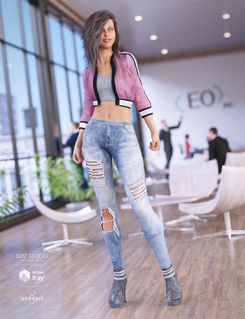 Crop Jacket Outfit for Genesis 8 Female(s)