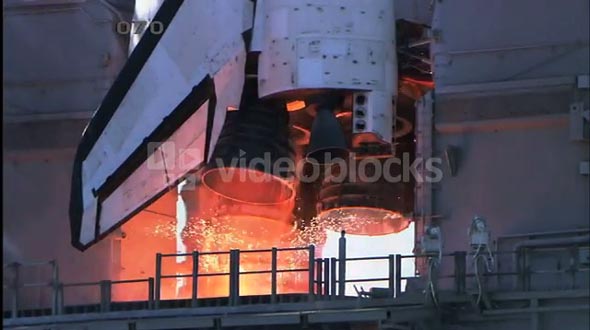 Sparks and Flames Coming Out of Space Shuttle Engine