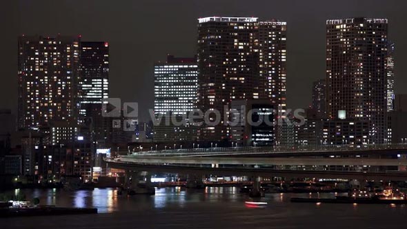 T/L Lights flickering in Apartment buildings at night, Tokyo, Honshu, Japan