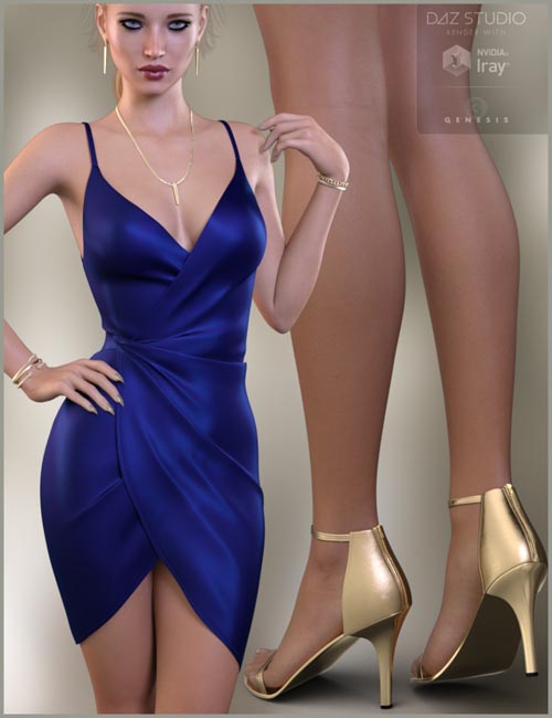 Silk Wrap Dress Outfit (converted from G3F) for Genesis 8 Females