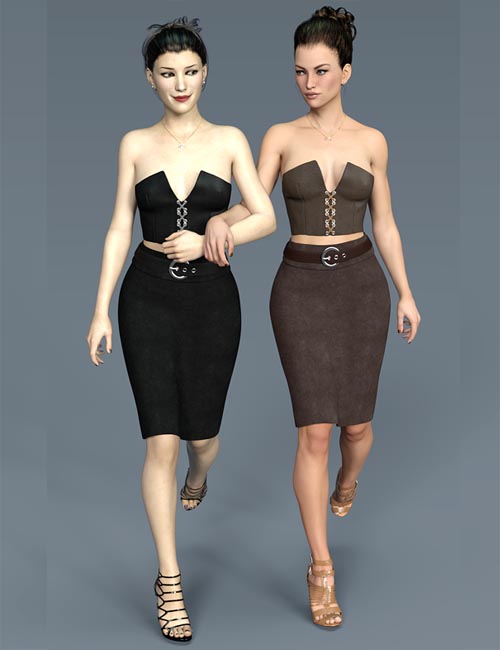 Pencil Skirt and Laced Bustier Set for G3F