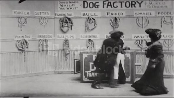 Comedic Dog Factory Skit in Vaudeville Show