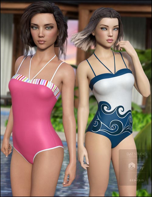 One Piece Swimsuit Vacation Textures