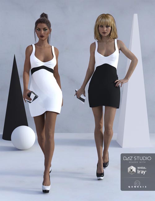 Little Black and White Dress for Genesis 3 Female(s)
