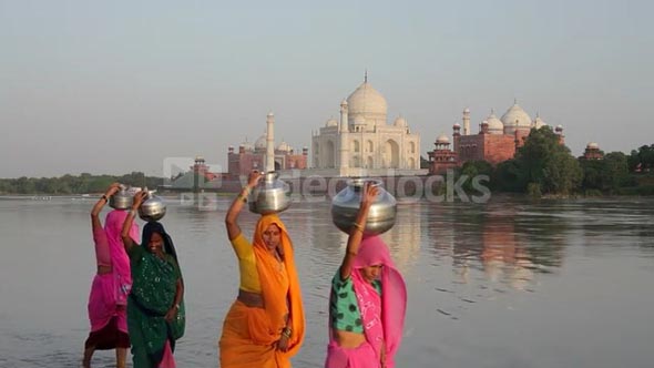 Taj Mahal, UNESCO World Heritage Site, across the Jumna Yamuna River