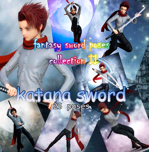 Fantasy Anime Poses II _ Katana sword_ for G2)