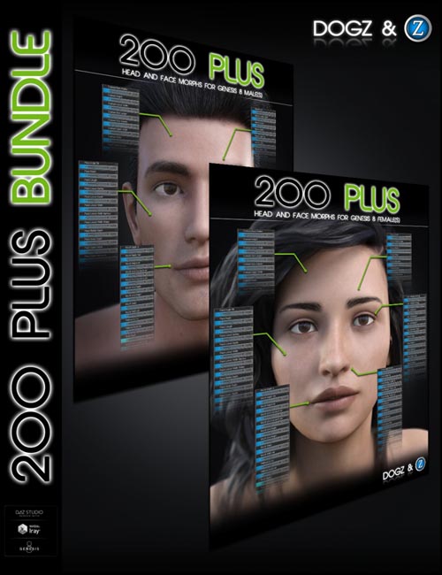 200 Plus Head and Face Morphs Bundle for Genesis 8 Female(s) and Male(s) (Updated 4/19/2021)
