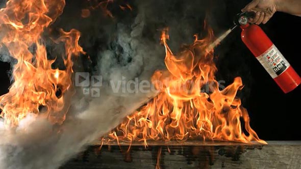 Slow Motion Fire Extinguisher and Flames
