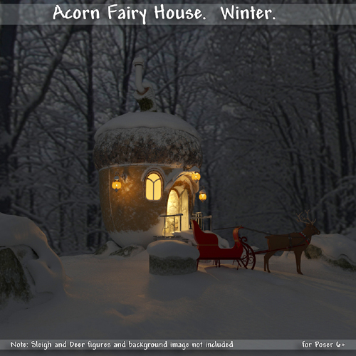 AJ Acorn Fairy House. Winter.