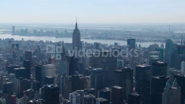 New York City Sweeping Aerial to Empire State Building
