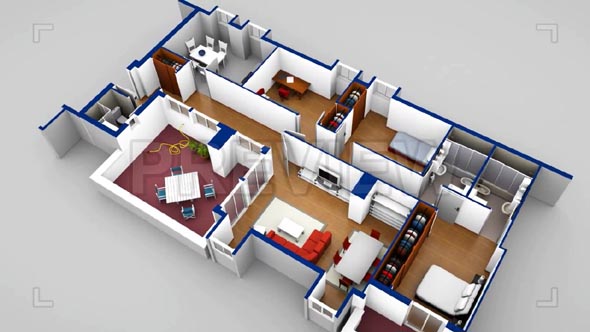 House Scaled Model 3D Blueprint