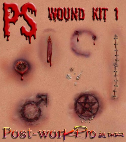 DrTaJ's Wounds 1 Postwork Kit Photoshop Edition