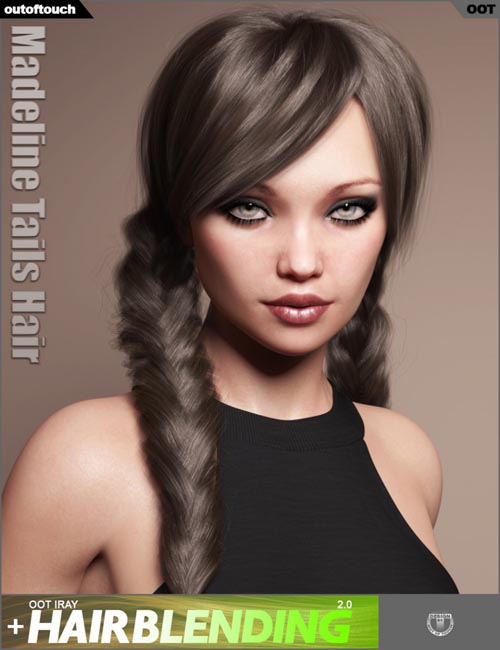 Madeline Tails Hair for Genesis 3 and 8 Female(s)